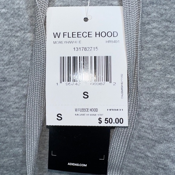 Adidas Men's Hoodie, Grey White Pullover Sweatshirt HR8491, Size Small - Picture 6 of 6
